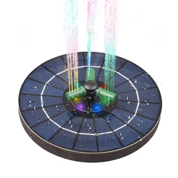 מזרקה סולארית משאבת Rotatable עם זרבובית RGB LED אור שמש משאבת מים אוטומטי לסגור מעגל מעיין ציפור אמבטיה בריכה בגינה