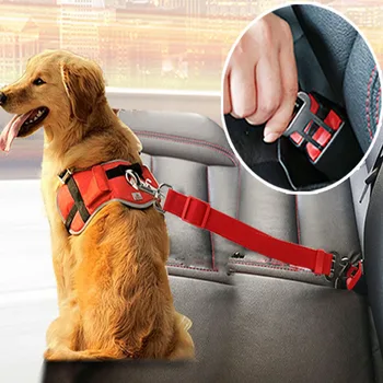 מחמד מושב מכונית כלב חגורת הבטיחות חגורת הבטיחות ריסון מתכוונן רצועה נסיעות קליפ חתול כלב במכונית חגורת בטיחות על כל המכוניות הכלב חגורת בטיחות