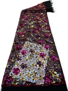 מכירה חמה צרפתי רשת תחרה בד מחסנית פאייטים טול רקמה תפירה DIY מסיבת חתונה שמלה חצאית זמירה 5 מטר הסיטוניים