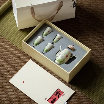 מצוירים ביד דייזי הקטנה ערכת תה בסגנון סיני חיקוי שיר נוח פורצלן קונג פו תה סט מתנה תה סיר להגדיר ערכת תה סיני