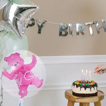 מקסים 4D שקוף כחול ורוד דוב בועה רדיד בלונים לילדים יום הולדת מגדר לחשוף קישוטים למסיבה אספקה