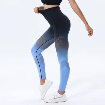 נשים יוגה חלקה חותלות גבוהות המותניים כושר אנרגיה כושר מכנסיים לדחוף את הבטן לשלוט כושר שלל חזק אימון טייץ אימון