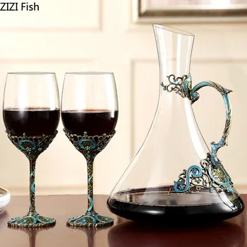 סגנון אירופאי אור גביש יוקרה כוס יין אדום בגביע היינות הביתה לקישוט כוסות יין חליפה