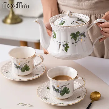 סגנון אירופאי קרמיקה חלולים קפה חלב בספל המשרד קומקום קיבולת גדולה התה קנקן תה של אחר הצהריים עם כוס המבער להגדיר Drinkware