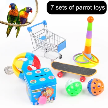 סט חדש של התוכי סט צעצוע סקייטבורד העגלה פאזל כדור אימון ציפור צעצוע ציוד לחיות מחמד