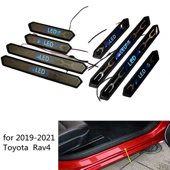עבור טויוטה Rav4 Xa50 2019 2020 2021 אוטומטי דלת אדן צלחת לקצץ נירוסטה LED הסף לבעוט בדוושה שפשוף מדבקה