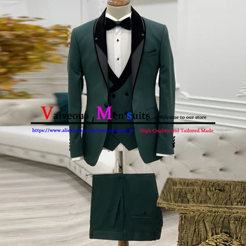 עסק ירוק חליפות גברים עבור החתונה החתן טוקסידו חייט-עשה השושבין תלבושת השושבינים Attires 3 חתיכה אדם Terno Masculino 2022