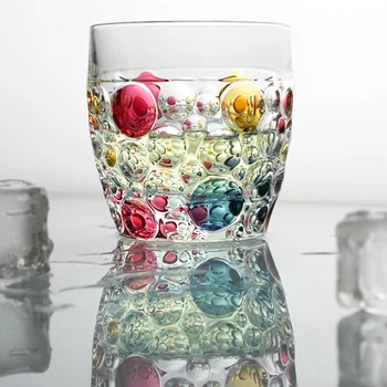 צבוע קריסטל זכוכית כוס מים הביתה, שותה כוס וויסקי אור יוקרה תוספות בסגנון מצוירים ביד סיבוב חרוז נקודת גביע